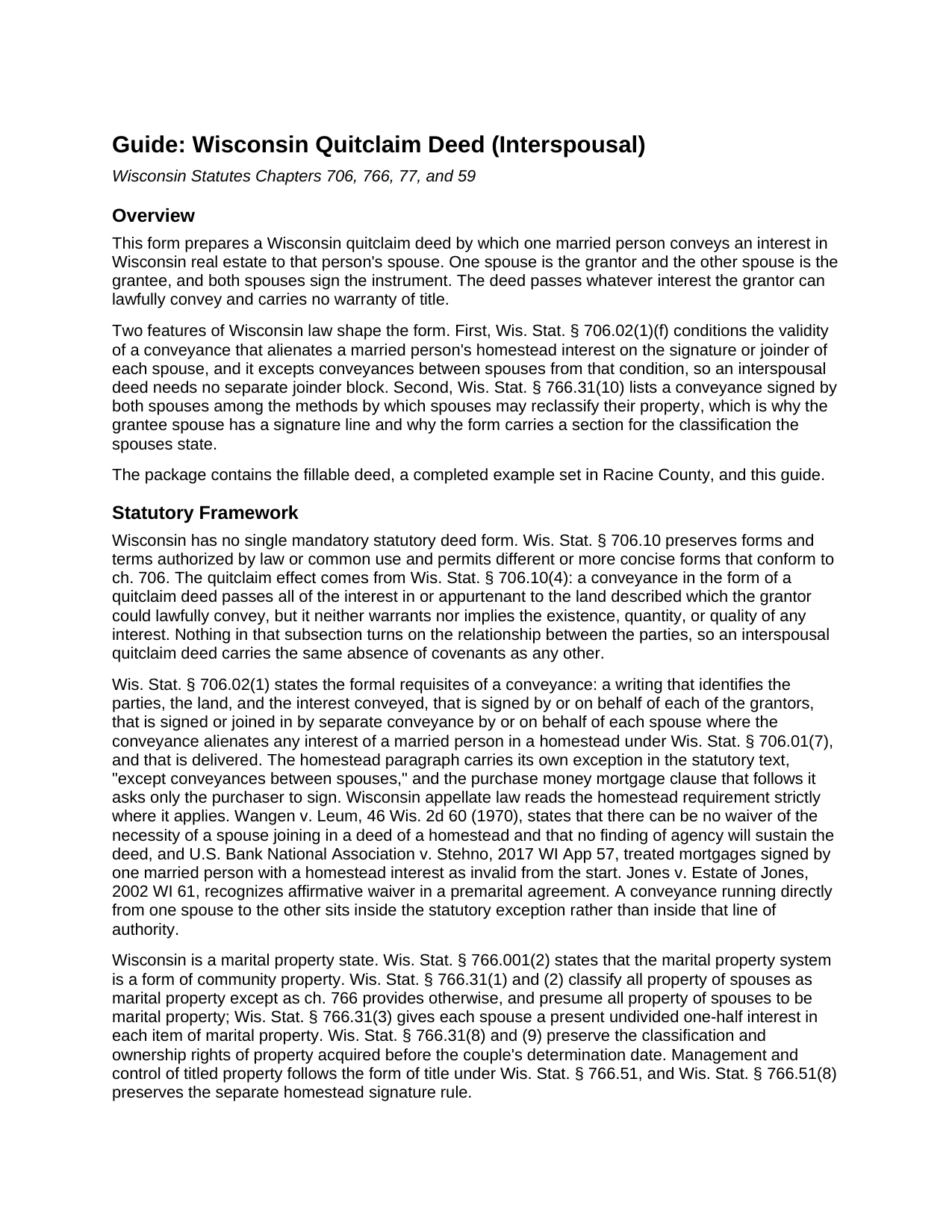 Price County Quitclaim Deed (Interspousal) Guide