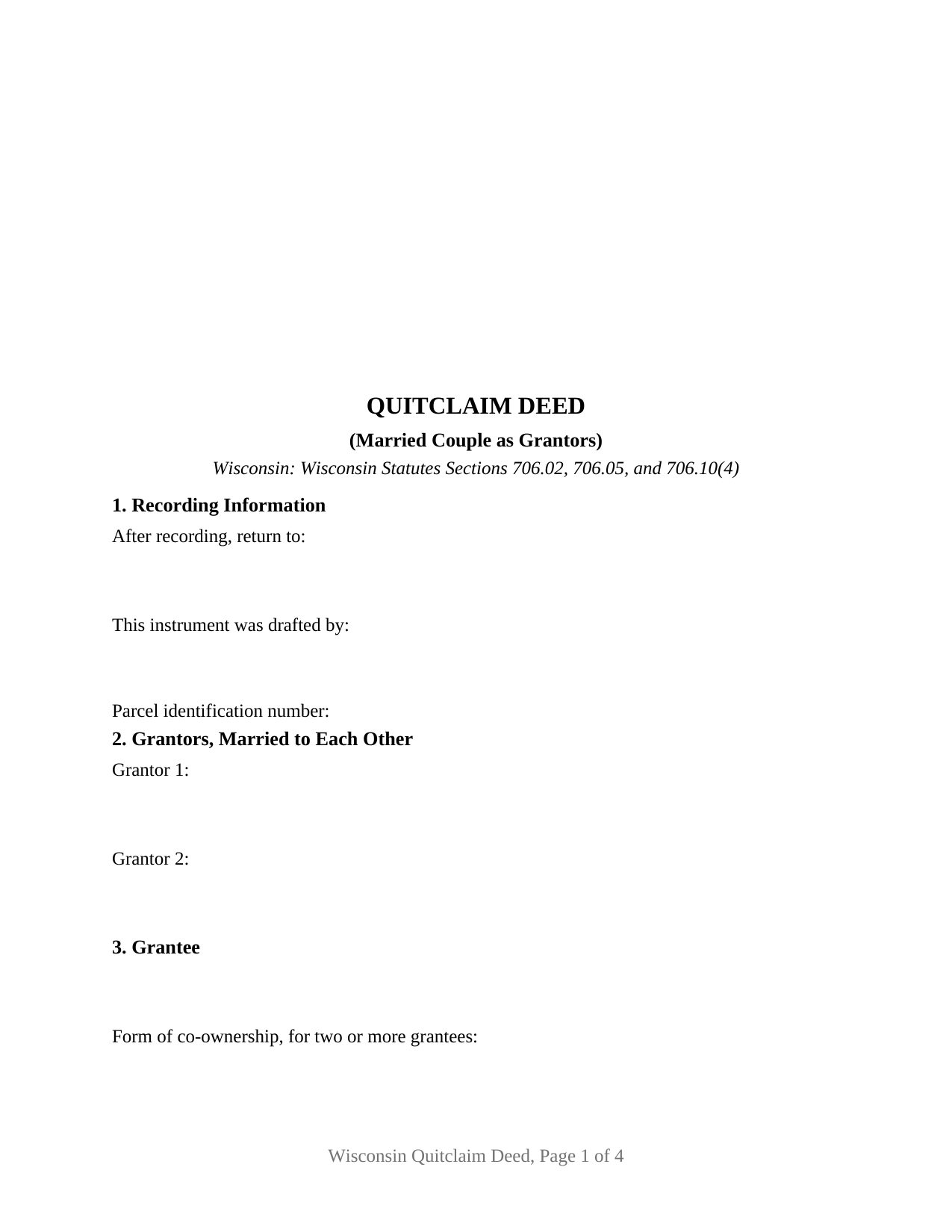 Langlade County Quitclaim Deed (Married Couple as Grantors) Form
