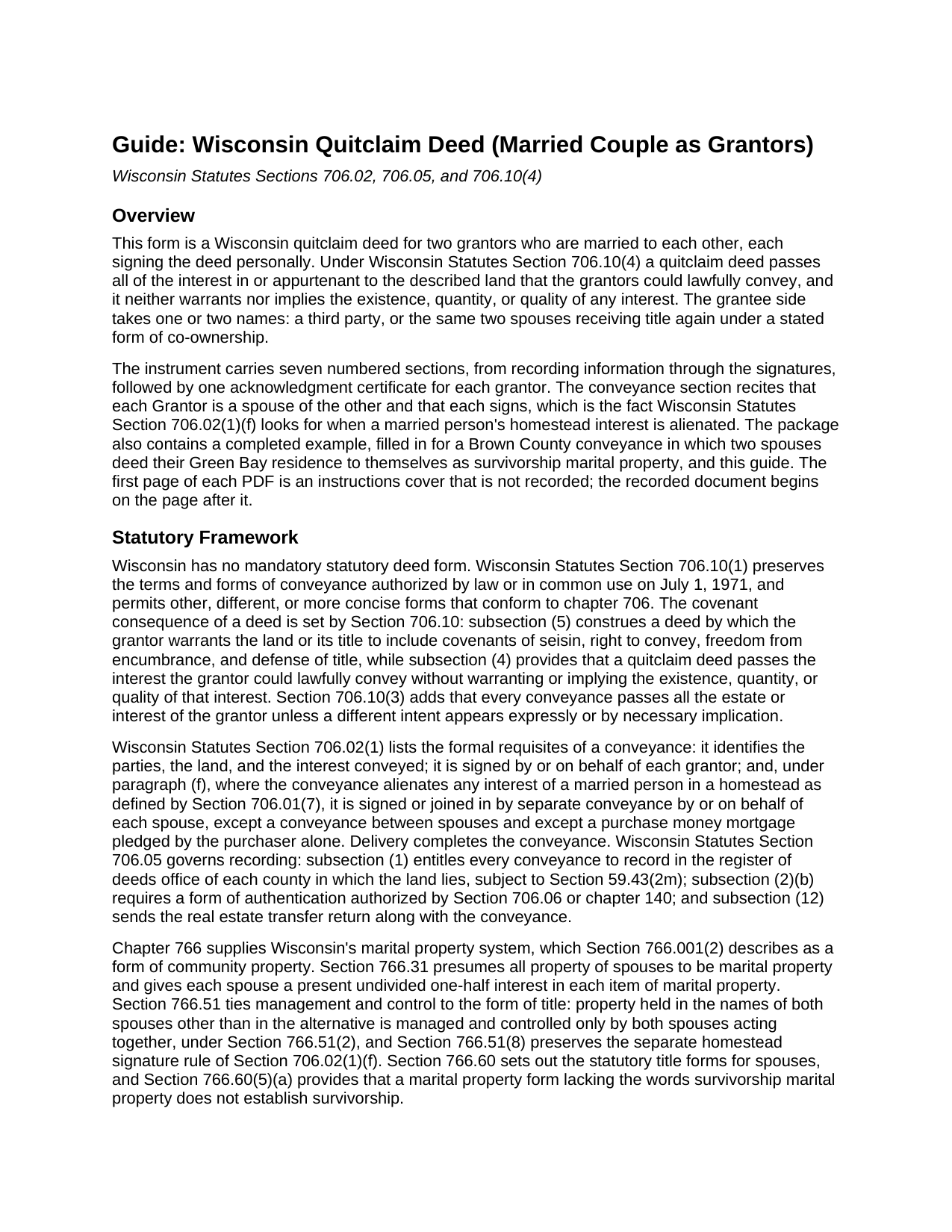 Langlade County Quitclaim Deed (Married Couple as Grantors) Guide
