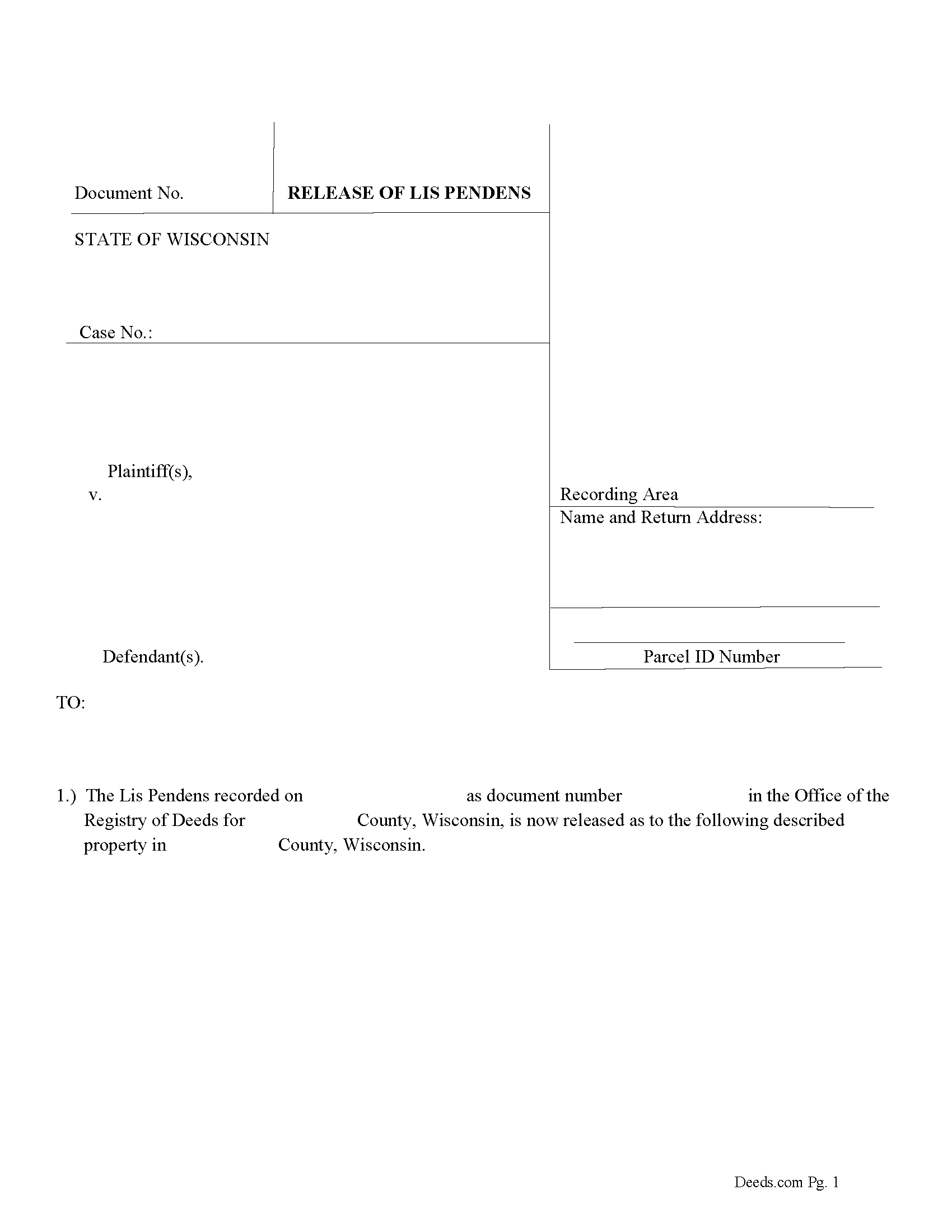 Release of Lis Pendens Form