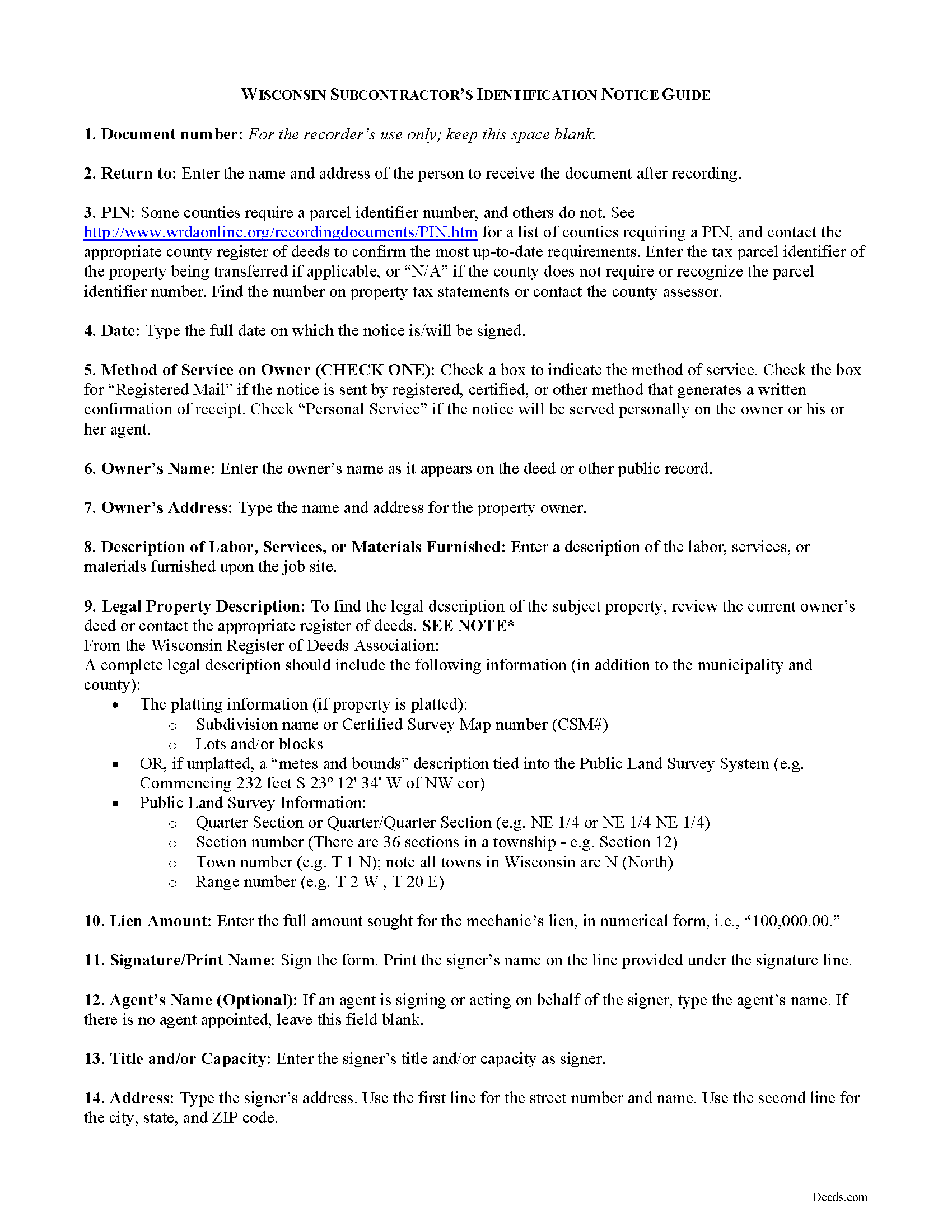 Pepin County Subcontractor Identification Notice Guide