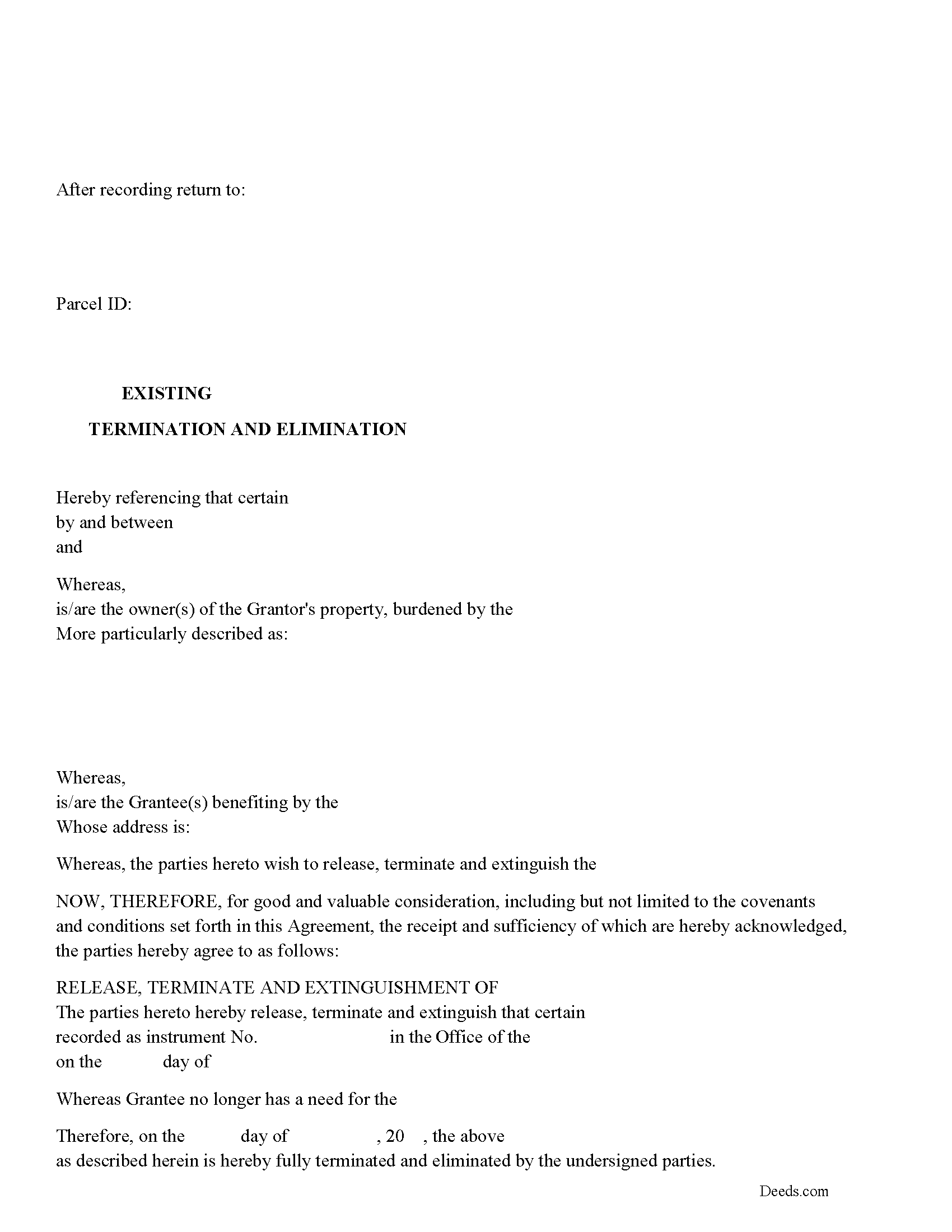 Release of Easement, Right of Way Form