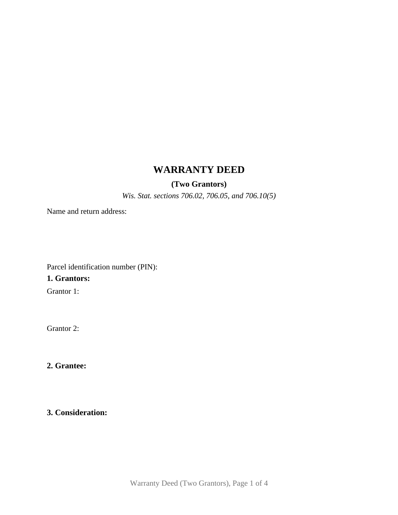 Waushara County Warranty Deed (Two Grantors) Form