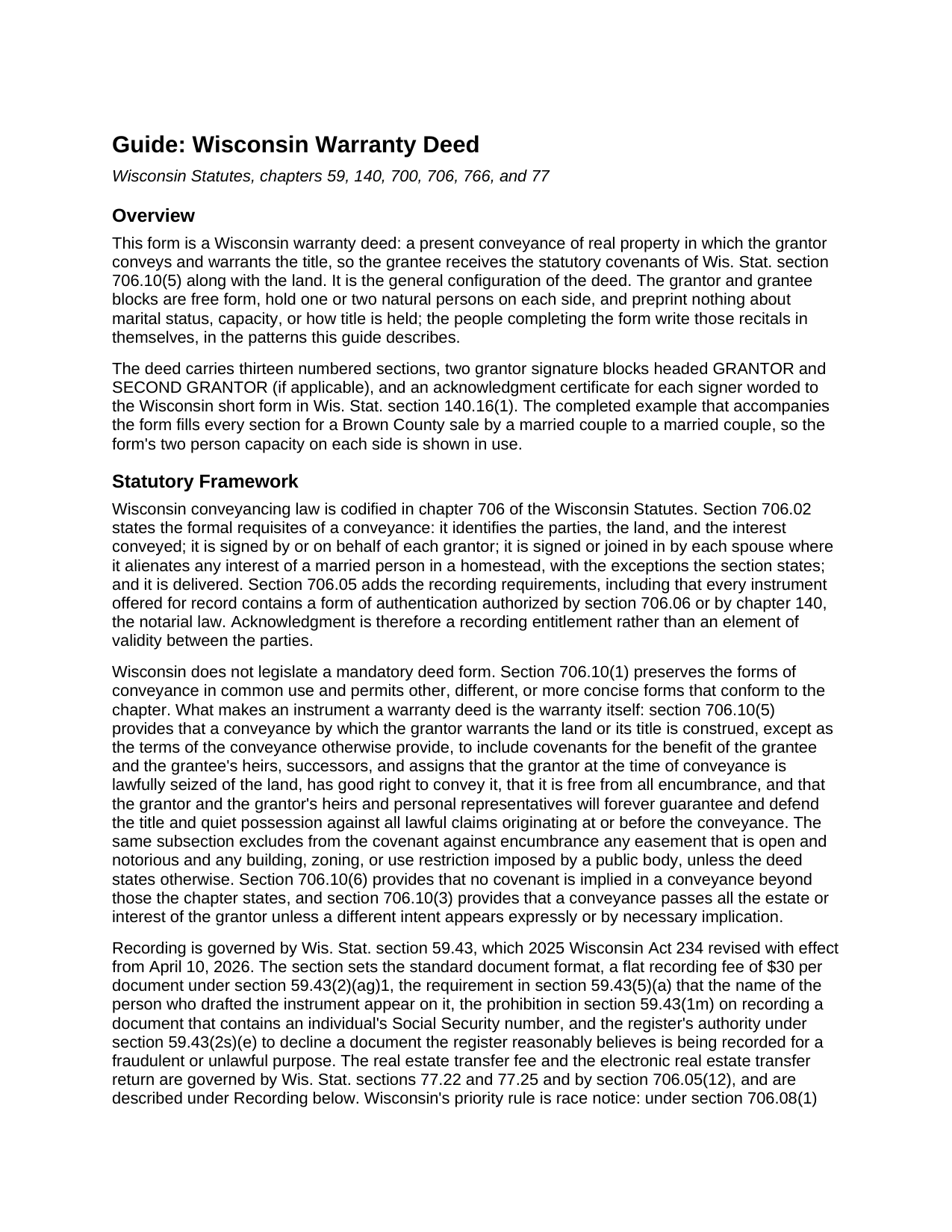 Langlade County Warranty Deed Guide