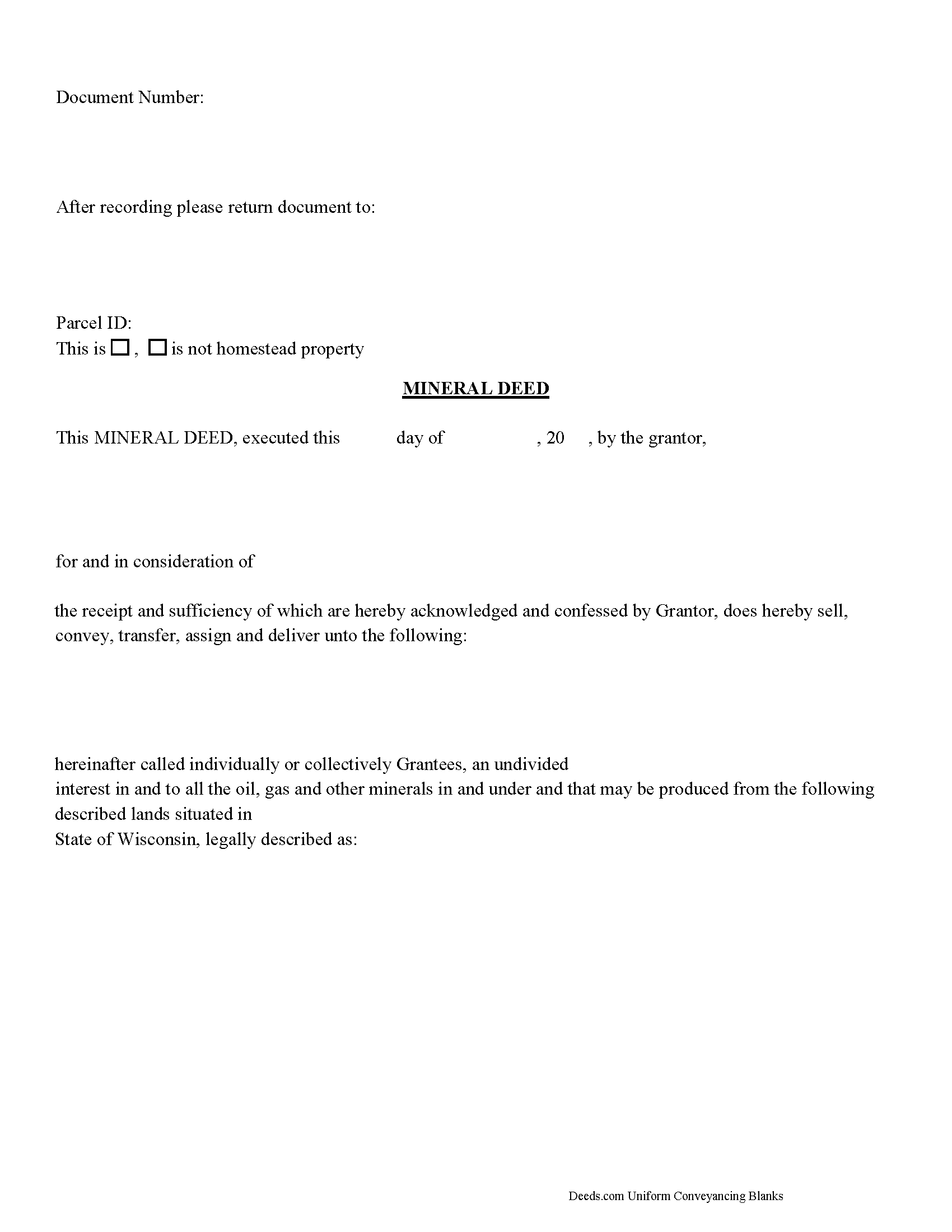 Wisconsin Mineral Deed Image