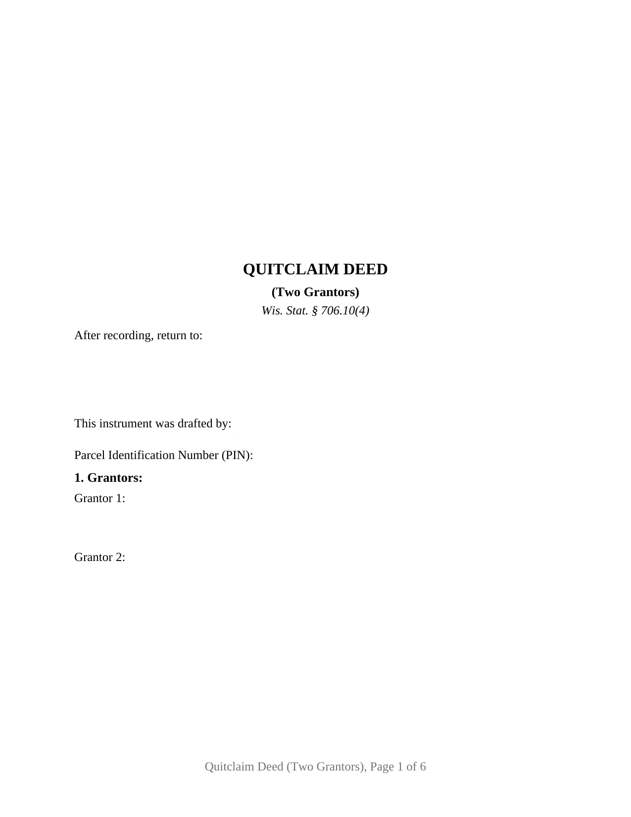 Wisconsin Quitclaim Deed (Two Grantors)