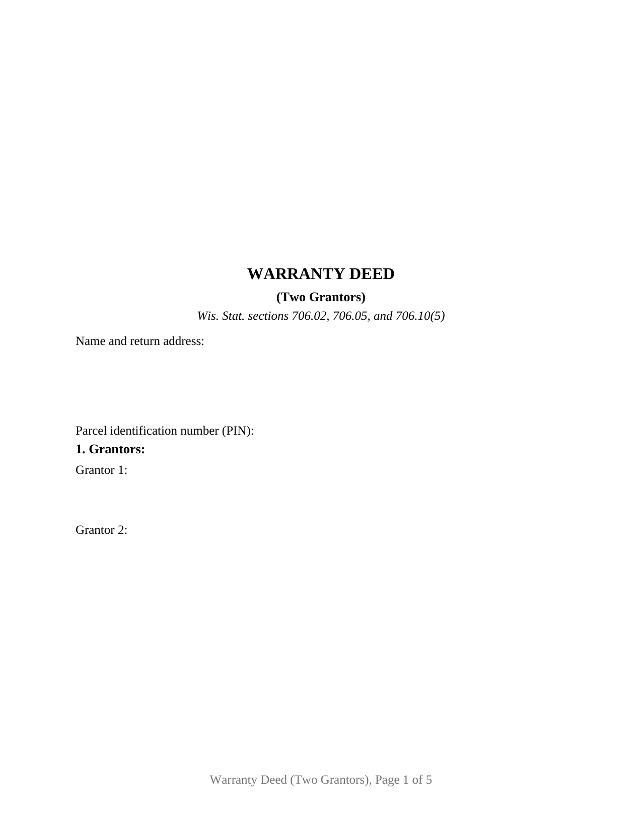 Wisconsin Warranty Deed (Two Grantors)