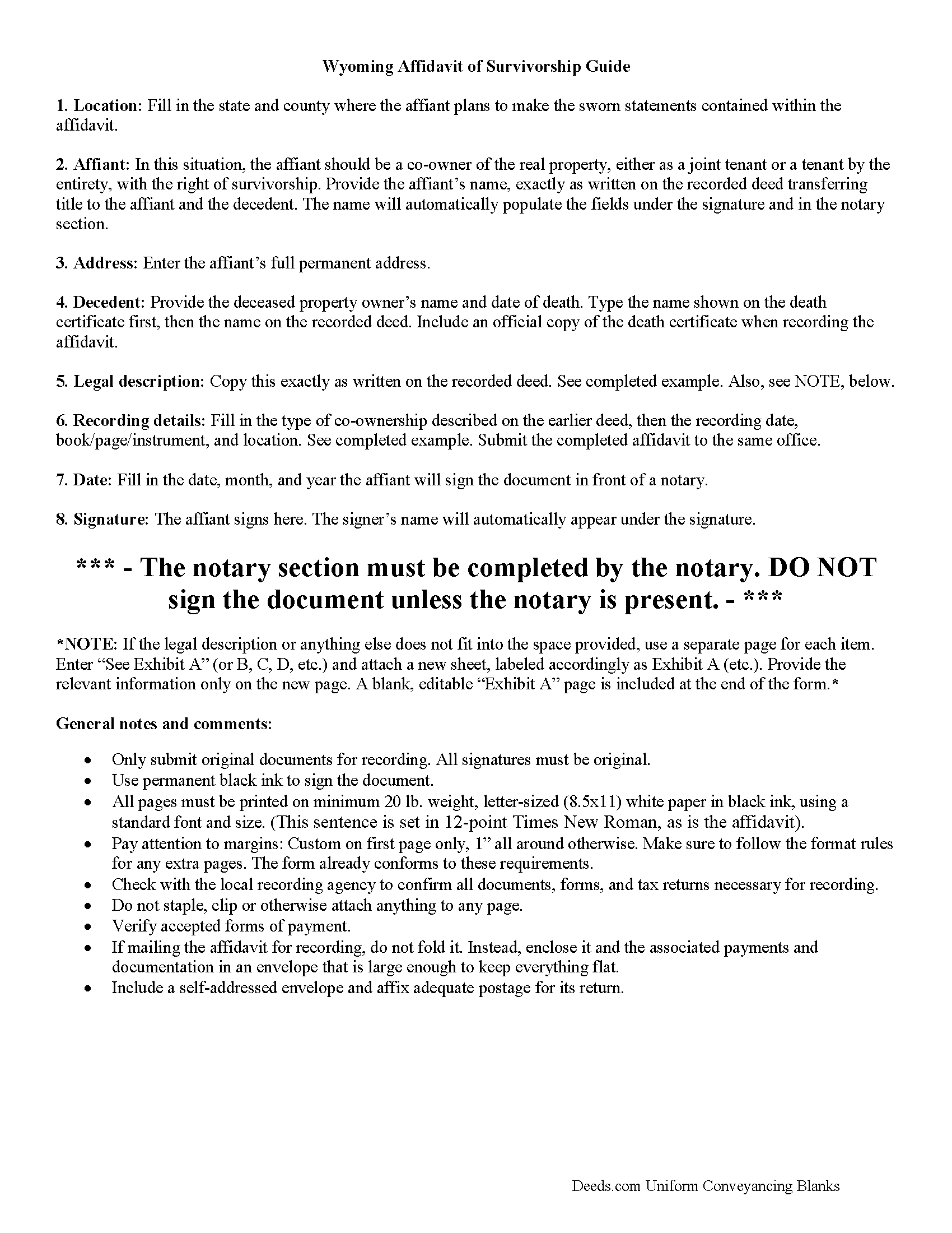 Crook County Affidavit of Survivorship Guide