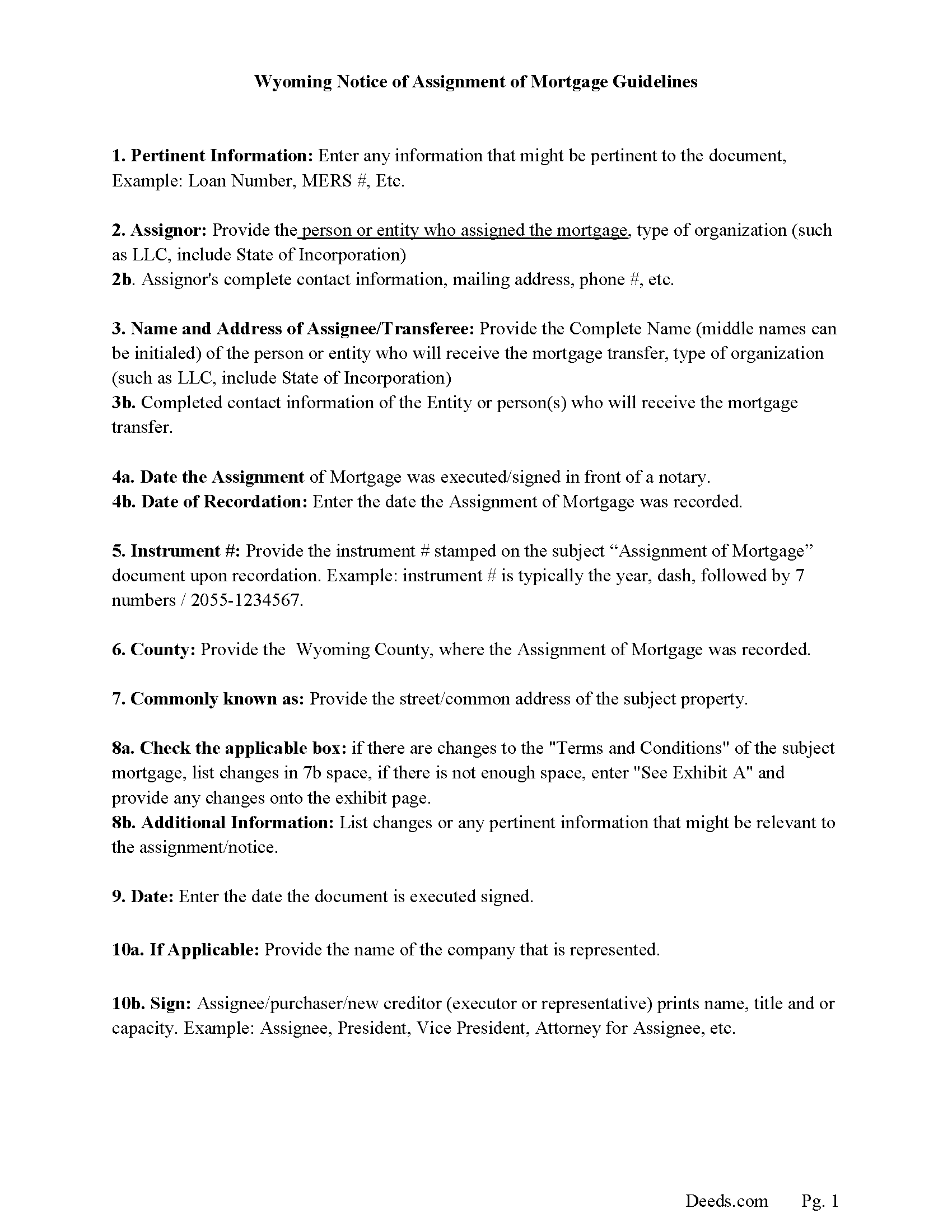 Carbon County Notice of Assignment Guidelines