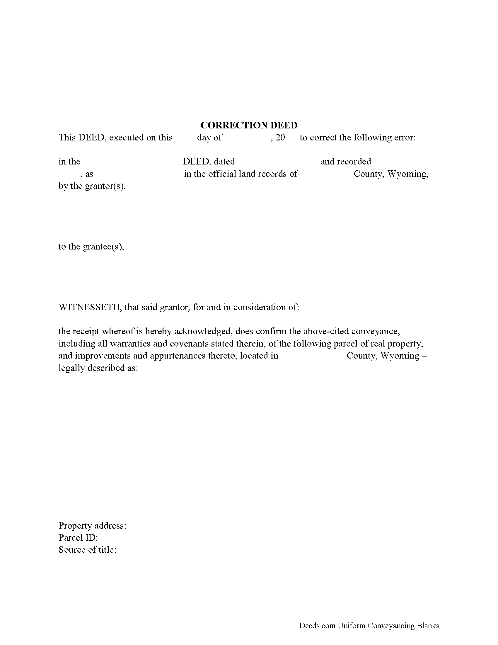 Correction Deed Form