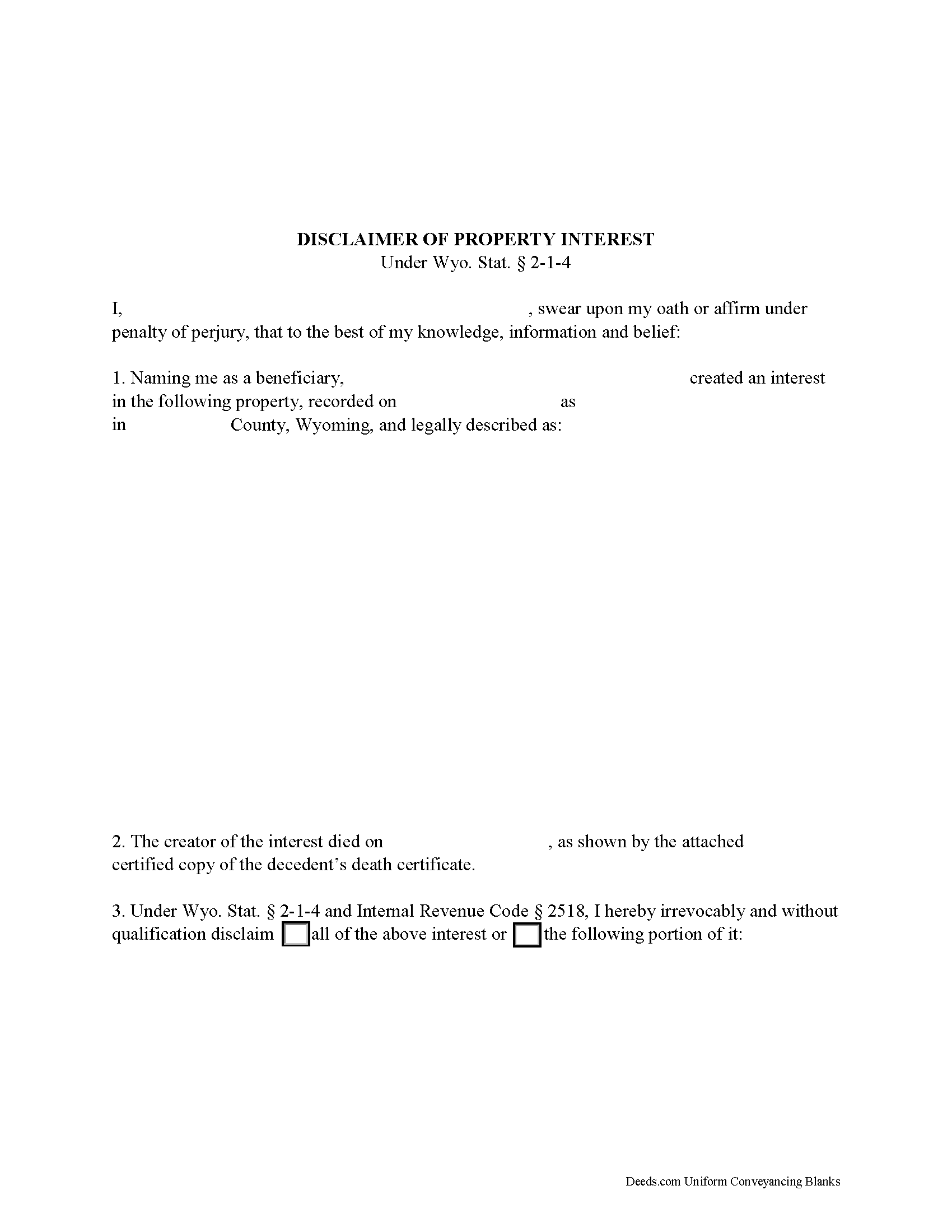 Campbell County Disclaimer of Interest Form
