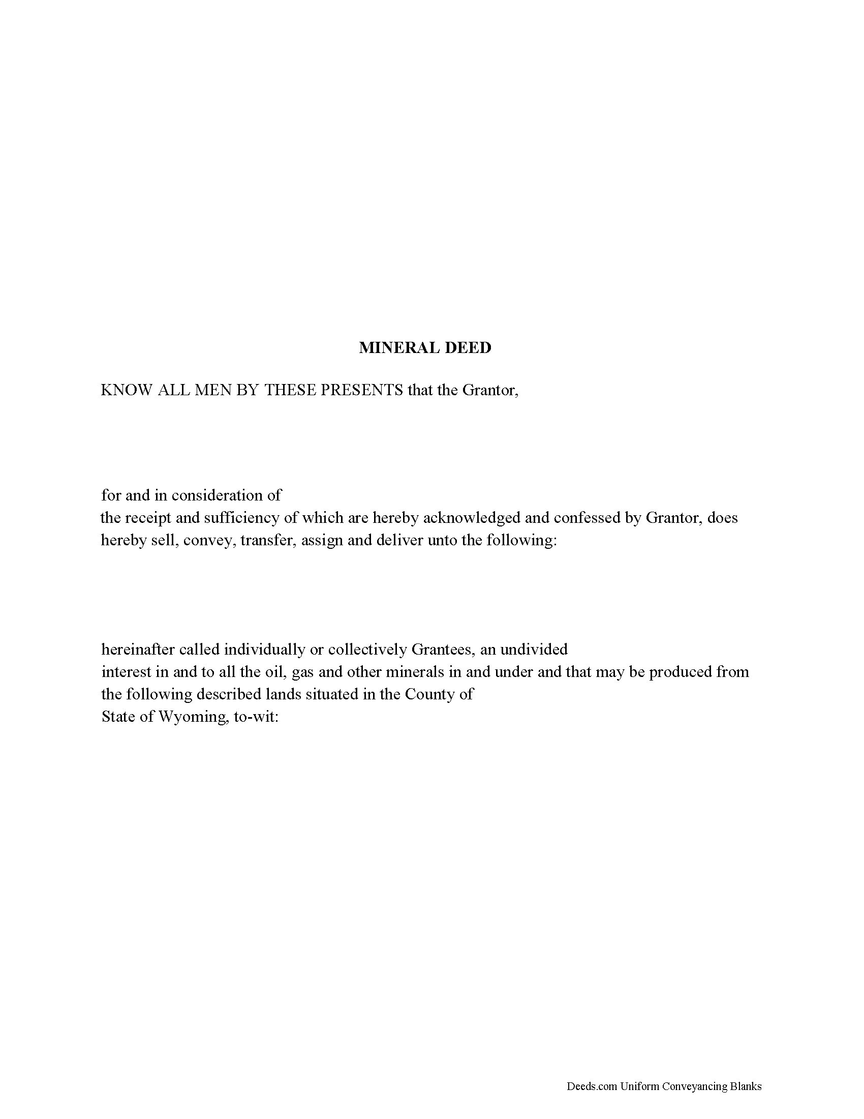 Uinta County Mineral Deed Form