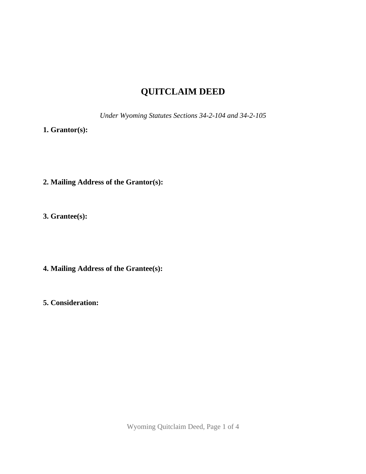 Carbon County Quitclaim Deed Form