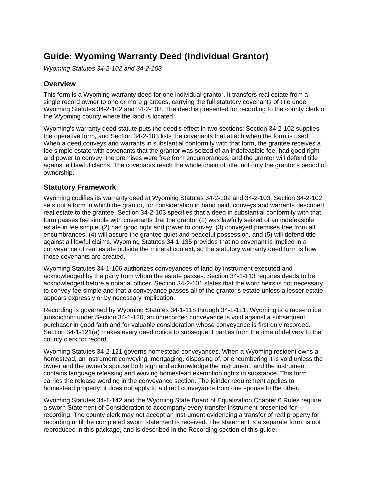 Albany County Warranty Deed (Individual Grantor) Guide