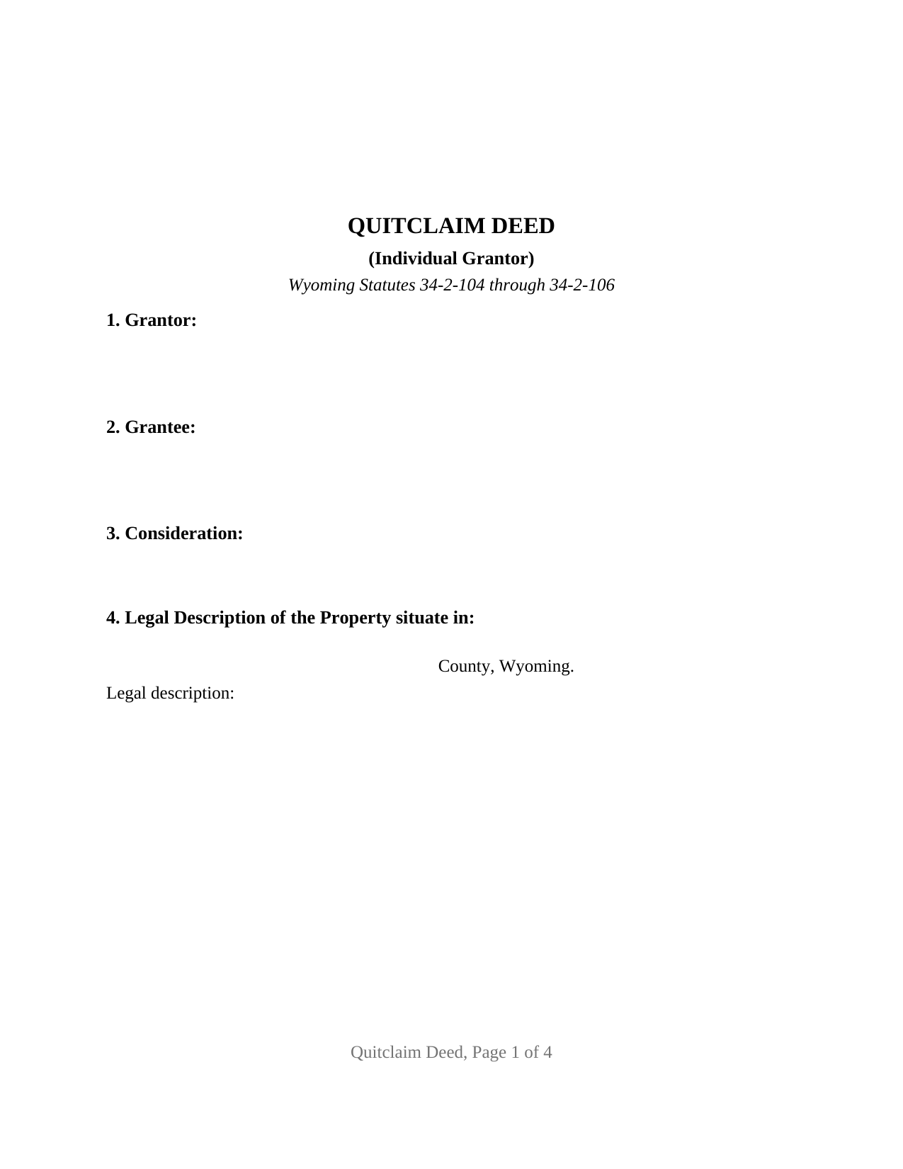 Wyoming Quitclaim Deed