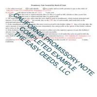 San Bernardino County Completed Example of the California Promissory Note Page 1