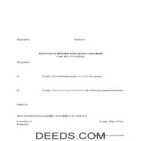Cheshire County Manufactured Housing Quit Claim Deed Form Page 1