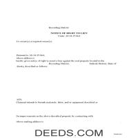 Notice of Right to Lien Form Page 1