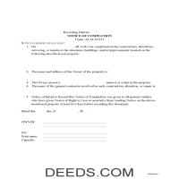 Notice of Completion Form Page 1