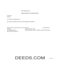 Release of Claim of Lien Form Page 1