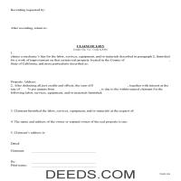 Sierra County Notice of Mechanics Lien Form Page 1