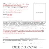 Orange County Completed Example of the Notice of Pending Action Document Page 1