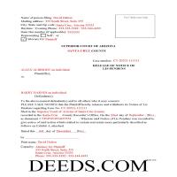 Completed Example of the Lis Pendens Release Document Page 1