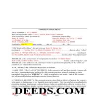 Alamance County Completed Example of the Contract for Deed Page 1