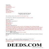 Charlotte County Completed Example of the Certificate of Trust Document Page 1