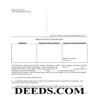 Taylor County Release of Claim of Lien Form Page 1