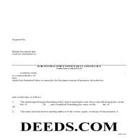 Clinton County Subcontrator Claim of Mechanics Lien Form Page 1