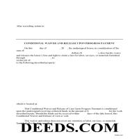 Carroll County Conditional Lien Waiver on Progress Payment Form Page 1