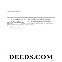Unconditional Lien Waiver on Final Payment Form Page 1