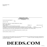 Dewey County Claim of Mechanics Lien Form Page 1