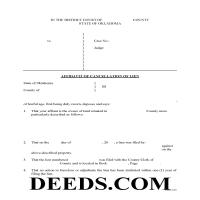 Harper County Affidavit of Cancellation of Lien Form Page 1