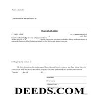Dewey County Waiver of Lien Form Page 1