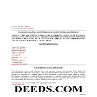 Completed Example of the Unconditional Lien Waiver on Progress Payment Document Page 1
