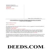 Completed Example of the Unconditional Waiver upon Final Payment Document Page 1