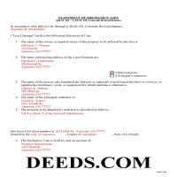 Completed Example of the Verified Statement of Lien Document Page 1