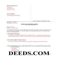 Levy County Completed Example of the Notice of Commencement Document Page 1