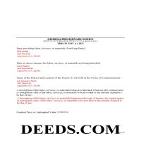 Walton County Completed Example of the Preliminary Notice of Mechanics Lien Document Page 1