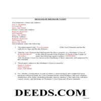 York County Completed Example of the Release of Mechanic Lien Document Page 1