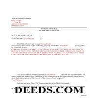 Carroll County Completed Example of the Notice of Mechanics Lien Document Page 1