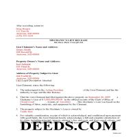 Talbot County Completed Example of the Mechanics Lien Release Document Page 1