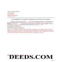 Completed Example of the Unconditional Lien Waiver on Final Payment Document Page 1