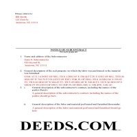 Alamance County Completed Example of the Notice of Subcontract Document Page 1