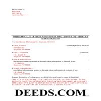Cabarrus County Completed Example of the Claim of Lien Against Construction Funds Document Page 1