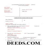 Completed Example of the Affidavit of Cancellation of Lien Document Page 1