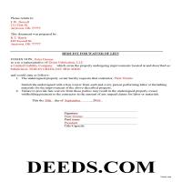 Completed Example of the Request for Waiver of Lien Document Page 1