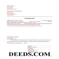 Completed Exampl of the Mechanics Lien Waiver Document Page 1